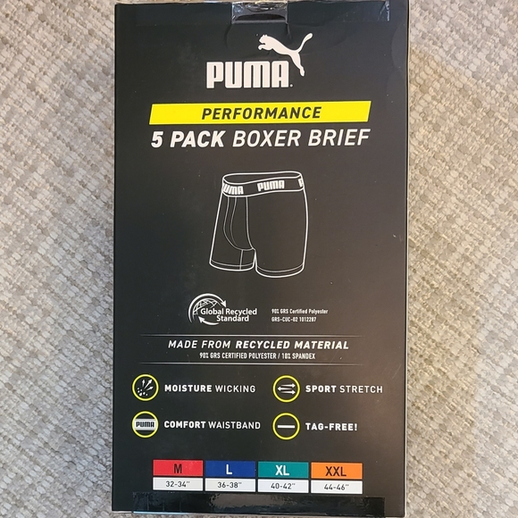 NWT'S - PUMA - Sportluxe Performance Boxer Briefs - 5 Pack - Size L & XL - Picture 2 of 3